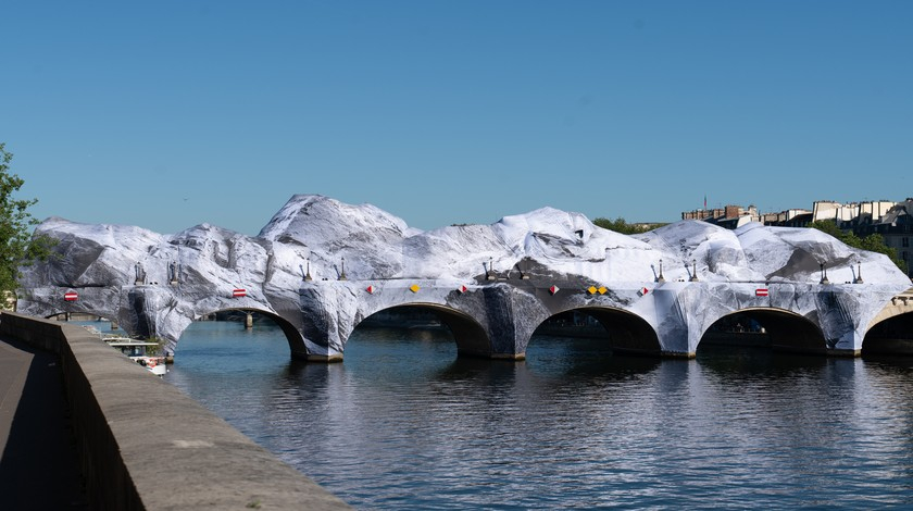 JR's artwork beneath the Pont Neuf arch