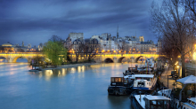 View of Île de la Cité and Pont Neuf at dusk
