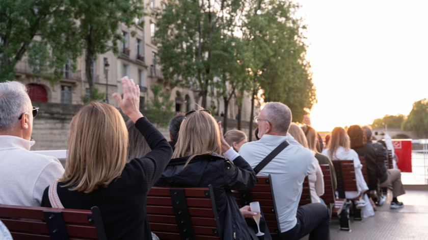 The Hydraseine boat cruising past Île Saint-Louis during a Seine river cruise