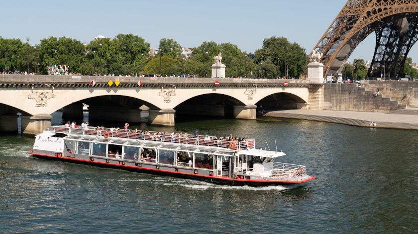 The Hydraseine boat cruising on the Seine in the heart of Paris